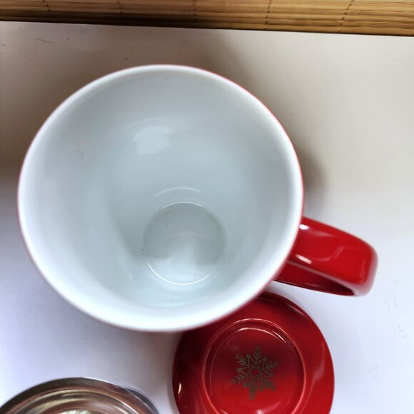 David’s Tea The Perfect Mug Reindeer and Snowflakes with Lid and Infuser Clean - Picture 8 of 10